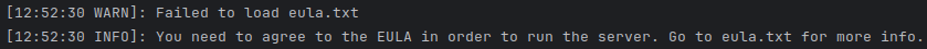 EULA warning in console